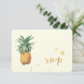 PixDezines rsvp-ananassen/goudpenseelstreken RSVP Kaartje (Staand voorkant)