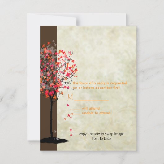 PixDezines rsvp aple tree/oranje+roze Kaartje (Achterkant)