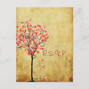 PixDezines rsvp  aple tree/oranje+roze Uitnodiging Briefkaart