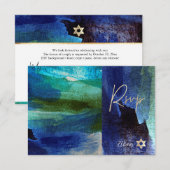 PixDezines RSVP Artistieke Waterverf Bar Mitzvah ✡ Kaartje (Voorkant / Achterkant)