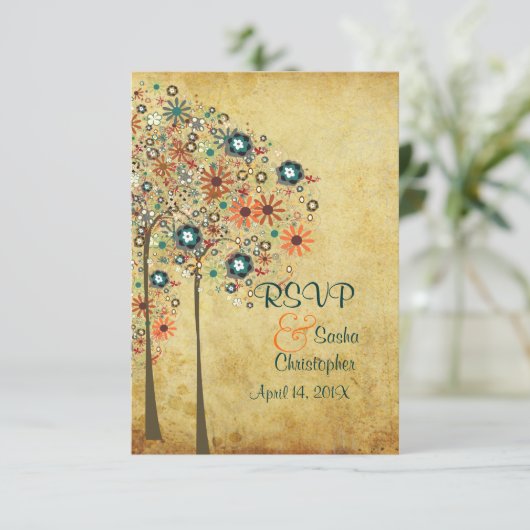 PixDezines rsvp  Autumn Blooms Kaartje (Staand voorkant)