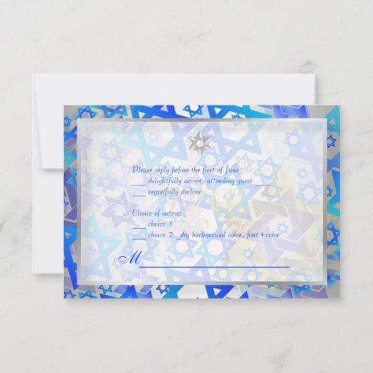 PixDezines rsvp bar mitswa/blauw/zilver Kaartje (Achterkant)