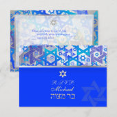 PixDezines rsvp bar mitswa/blauw/zilver Kaartje (Voorkant / Achterkant)