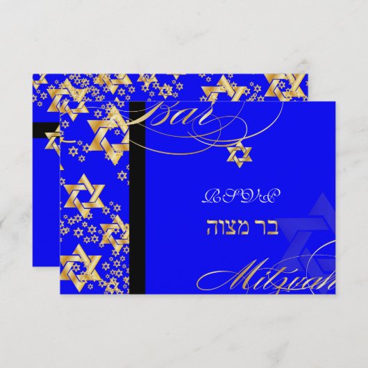 PixDezines rsvp, Bar Mitswa/DIY achtergrondkleur Kaart (Voorkant / Achterkant)