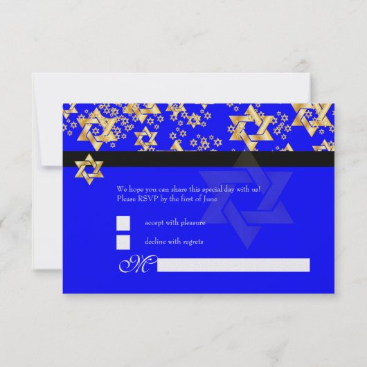 PixDezines rsvp, Bar Mitswa/DIY achtergrondkleur Kaart (Achterkant)