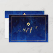 PixDezines RSVP Bar Mitzvah, Blauwe Waterverf ✡ (Voorkant / Achterkant)