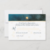 PixDezines RSVP Bar Mitzvah, Blauwgroen Waterverf  (Achterkant)
