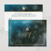 PixDezines RSVP Bar Mitzvah, Blauwgroen Waterverf  (Voorkant / Achterkant)