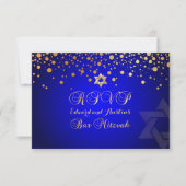 PixDezines RSVP, BAR MITZVAH+GOLD CONFETTI RSVP Kaartje (Voorkant)
