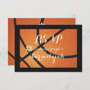 PixDezines RSVP Basketball Bar Mitzvah ✡ Kaart