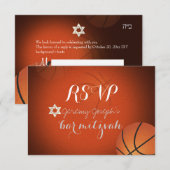 PixDezines RSVP Basketball Bar Mitzvah ✡ Kaartje (Voorkant / Achterkant)