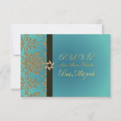 PixDezines rsvp bat mitzvah+faux Gold damask Kaartje (Voorkant)
