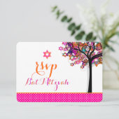 PixDezines RSVP Bat Mitzvah Kaartje (Staand voorkant)