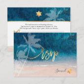 PixDezines RSVP Beach Palm Trees Bar Mitzvah Kaartje (Voorkant / Achterkant)