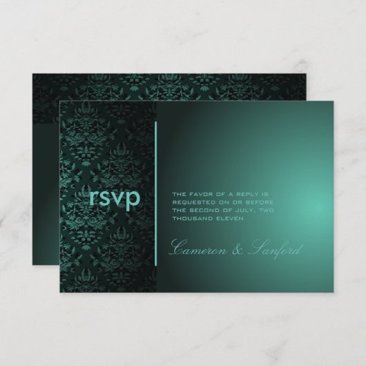 PixDezines RSVP Bijoux Damask/Blauwgroen Groen (Voorkant / Achterkant)