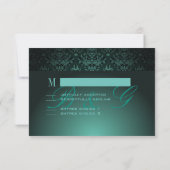 PixDezines RSVP Bijoux Damask/Blauwgroen Groen Kaartje (Achterkant)