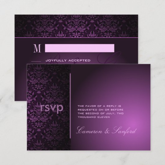PixDezines RSVP Bijoux Damask/plum (Voorkant / Achterkant)