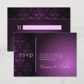 PixDezines RSVP Bijoux Damask/plum Kaartje (Voorkant / Achterkant)