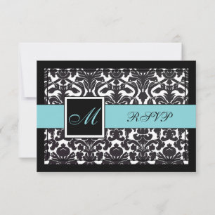 PixDezines rsvp Black Flora Damask/DIY kleuren Kaartje