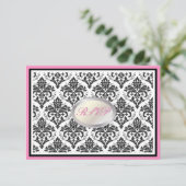PixDezines rsvp Black jolie damask/diy trim Kaartje (Staand voorkant)