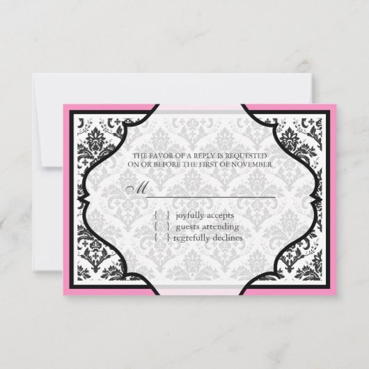 PixDezines rsvp Black jolie damask/diy trim Kaartje (Achterkant)