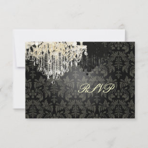 PixDezines RSVP Black + White Chandelier Kaartje