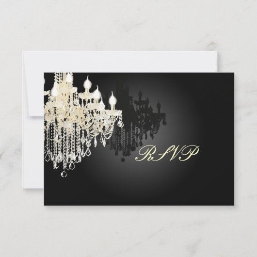 PixDezines RSVP Black + White Chandelier Kaartje (Voorkant)