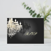 PixDezines RSVP Black + White Chandelier Kaartje (Staand voorkant)