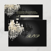 PixDezines RSVP Black + White Chandelier Kaartje (Voorkant / Achterkant)