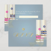 PixDezines RSVP Blauw/Roze Tallits/B'nai Mitswa (Voorkant / Achterkant)