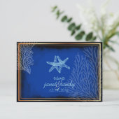 PixDezines rsvp blauwe zeester+koraal/dij kleur (Staand voorkant)