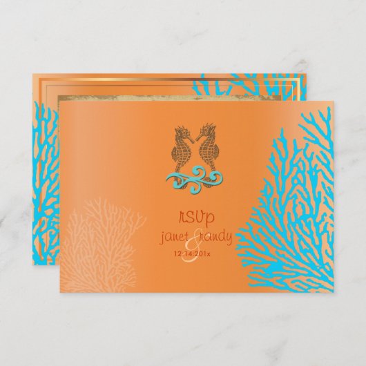 PixDezines rsvp Blue Coral+Seahorse, strandpartij (Voorkant / Achterkant)