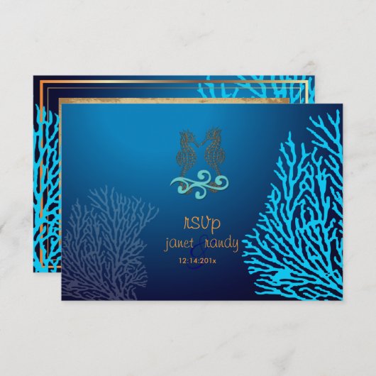 PixDezines rsvp Blue Coral+Seahorse, strandpartij (Voorkant / Achterkant)