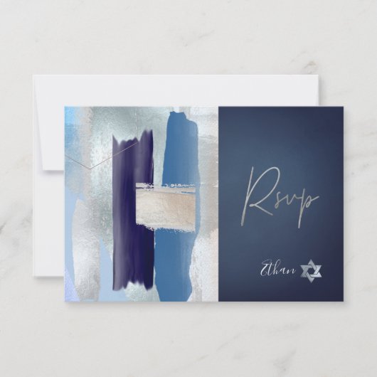 PixDezines RSVP Blues Waterverf Bar Mitzvah ✡ (Voorkant)