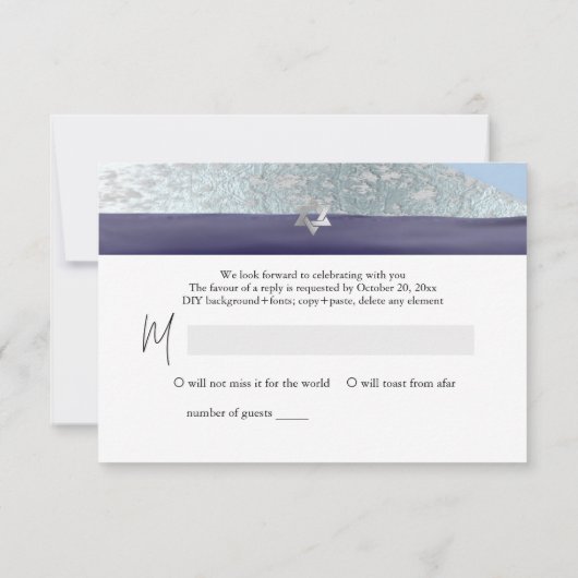 PixDezines RSVP Blues Waterverf Bar Mitzvah ✡ (Achterkant)