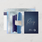 PixDezines RSVP Blues Waterverf Bar Mitzvah ✡ (Voorkant / Achterkant)