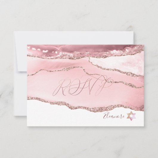 PixDezines RSVP Blush Burgundy Agate Bat Mitzvah ✡ (Voorkant)