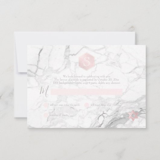 PixDezines RSVP Blush Roze Honingraat Mitzvah ✡ (Achterkant)