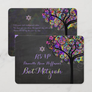 PixDezines rsvp boom des levens Bat Mitzvah Kaart
