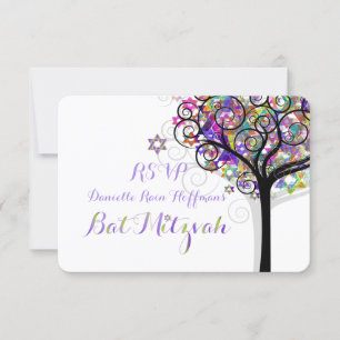 PixDezines RSVP BOOM DES LEVENS BAT MITZVAH/PAARS Kaartje