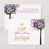 PixDezines RSVP Boom des Levens Muziek Bat Mitzvah Kaart (Voorkant / Achterkant)