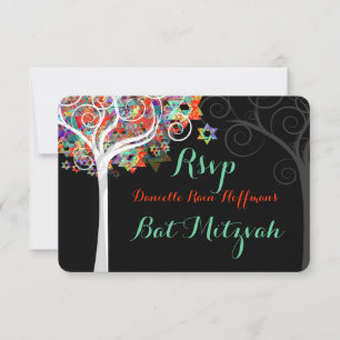 PixDezines rsvp-boom van het leven Bat Mitzvah/bar RSVP Kaartje