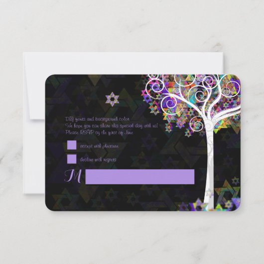 PixDezines Rsvp-boom van het leven Bat Mitzvah Kaart (Achterkant)