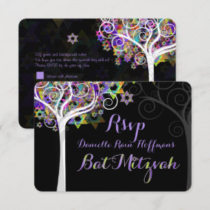 PixDezines Rsvp-boom van het leven Bat Mitzvah Kaart