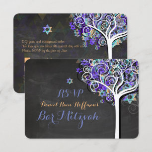 PixDezines Rsvp-boom van het leven Bat Mitzvah Kaart
