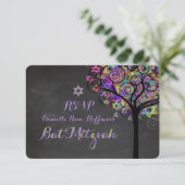 PixDezines Rsvp-boom van het leven Bat Mitzvah Kaart (Staand voorkant)