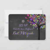 PixDezines Rsvp-boom van het leven Bat Mitzvah Kaart (Voorkant)