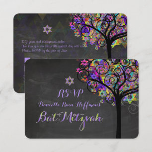 PixDezines Rsvp-boom van het leven Bat Mitzvah Kaart