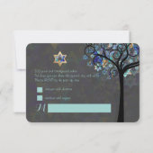 PixDezines Rsvp-boom van het leven Bat Mitzvah RSVP Kaartje (Achterkant)