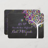 PixDezines Rsvp-boom van het leven Bat Mitzvah RSVP Kaartje (Voorkant / Achterkant)
